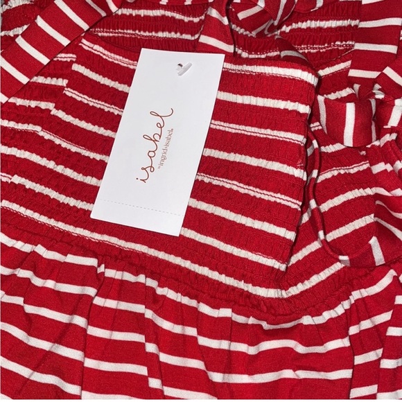 Isabel Maternity Red and White Stripes Tie Strap Maternity Tank Top - Picture 4 of 5